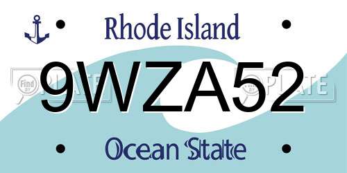 9WZA52 Rhode Island License Plate