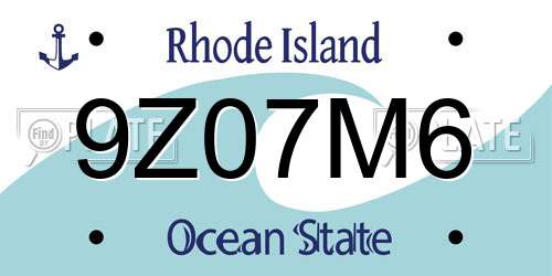 9Z07M6 Rhode Island License Plate