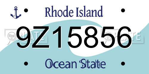 9Z15856 Rhode Island License Plate