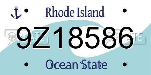 9Z18586 Rhode Island License Plate