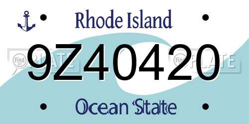 9Z40420 Rhode Island License Plate