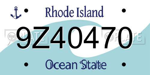 9Z40470 Rhode Island License Plate