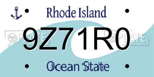 9Z71R0 Rhode Island License Plate