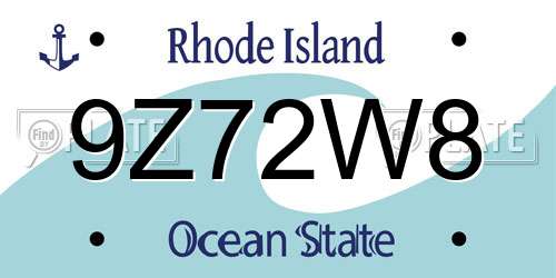 9Z72W8 Rhode Island License Plate