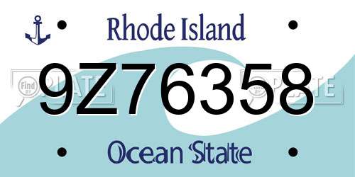9Z76358 Rhode Island License Plate
