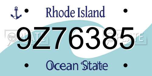 9Z76385 Rhode Island License Plate
