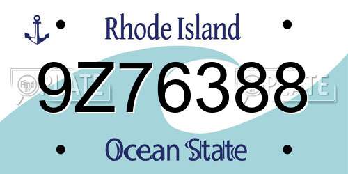 9Z76388 Rhode Island License Plate