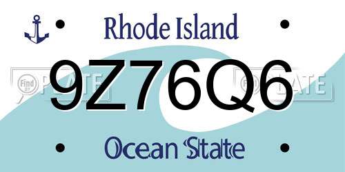 9Z76Q6 Rhode Island License Plate
