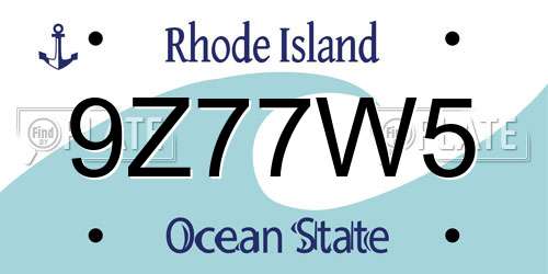 9Z77W5 Rhode Island License Plate