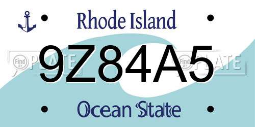 9Z84A5 Rhode Island License Plate