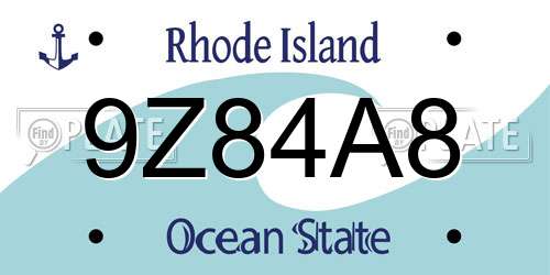 9Z84A8 Rhode Island License Plate