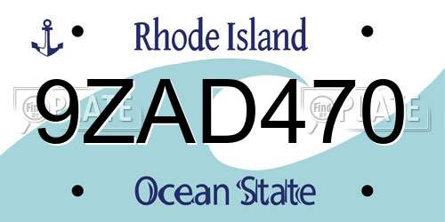 9ZAD470 Rhode Island License Plate