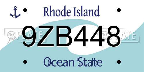 9ZB448 Rhode Island License Plate