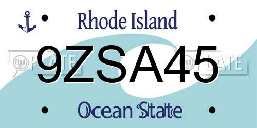 9ZSA45 Rhode Island License Plate