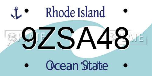 9ZSA48 Rhode Island License Plate