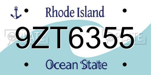 9ZT6355 Rhode Island License Plate