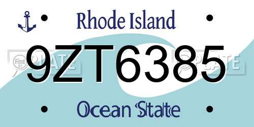 9ZT6385 Rhode Island License Plate