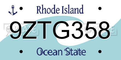 9ZTG358 Rhode Island License Plate