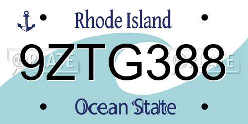 9ZTG388 Rhode Island License Plate