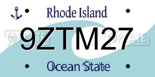 9ZTM27 Rhode Island License Plate