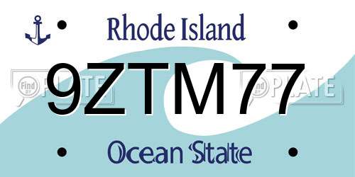 9ZTM77 Rhode Island License Plate