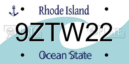 9ZTW22 Rhode Island License Plate