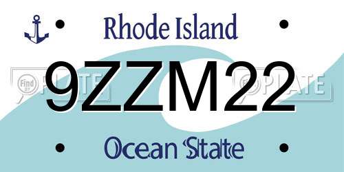 9ZZM22 Rhode Island License Plate