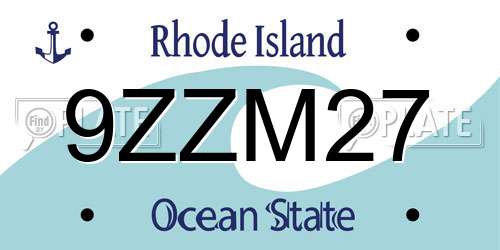 9ZZM27 Rhode Island License Plate