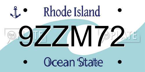 9ZZM72 Rhode Island License Plate