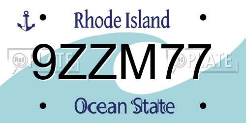 9ZZM77 Rhode Island License Plate