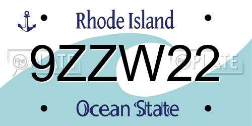 9ZZW22 Rhode Island License Plate