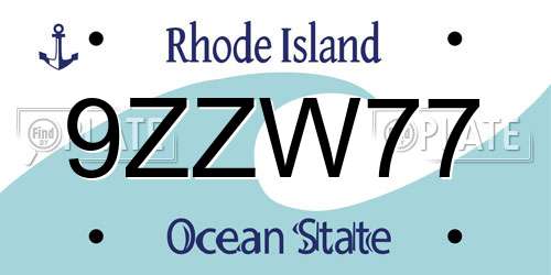 9ZZW77 Rhode Island License Plate