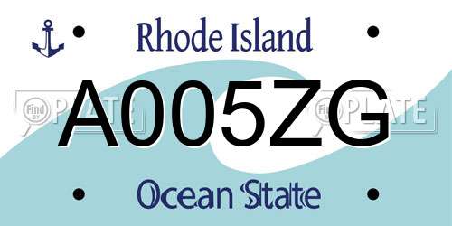 A005ZG Rhode Island License Plate