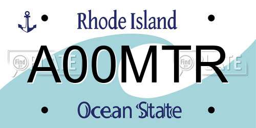 A00MTR Rhode Island License Plate