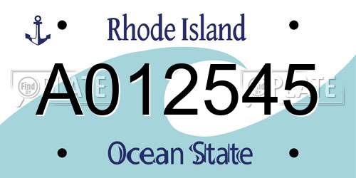 A012545 Rhode Island License Plate