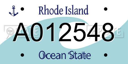 A012548 Rhode Island License Plate