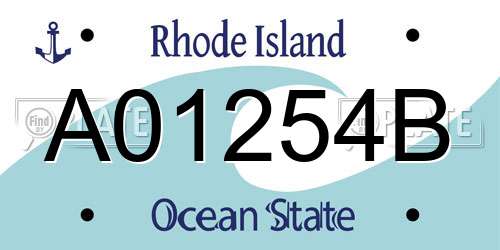 A01254B Rhode Island License Plate