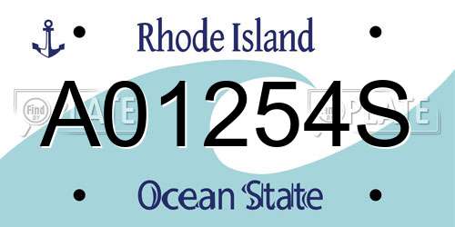 A01254S Rhode Island License Plate