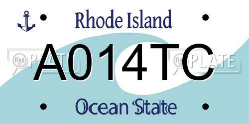 A014TC Rhode Island License Plate