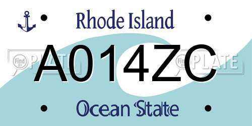 A014ZC Rhode Island License Plate