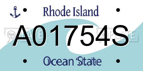 A01754S Rhode Island License Plate