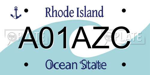 A01AZC Rhode Island License Plate