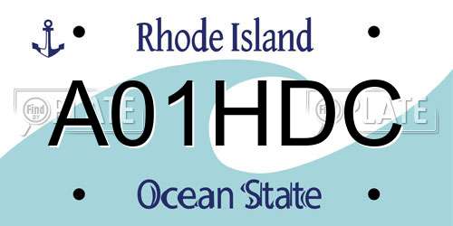 A01HDC Rhode Island License Plate