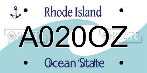 A020OZ Rhode Island License Plate