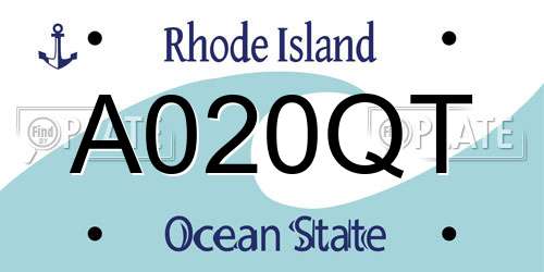 A020QT Rhode Island License Plate