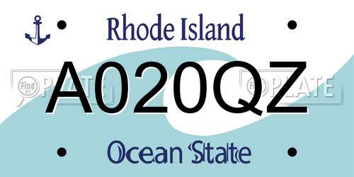 A020QZ Rhode Island License Plate