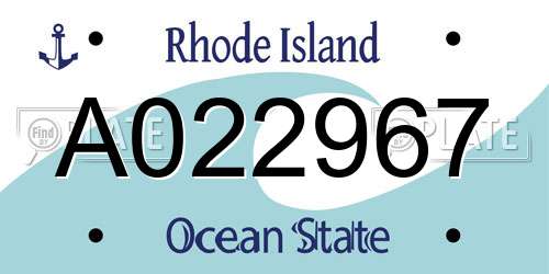 A022967 Rhode Island License Plate