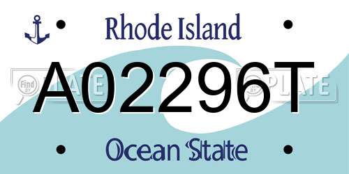A02296T Rhode Island License Plate