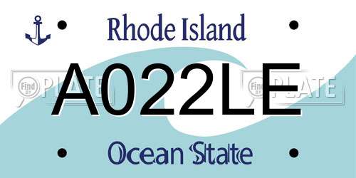 A022LE Rhode Island License Plate