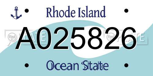 A025826 Rhode Island License Plate
